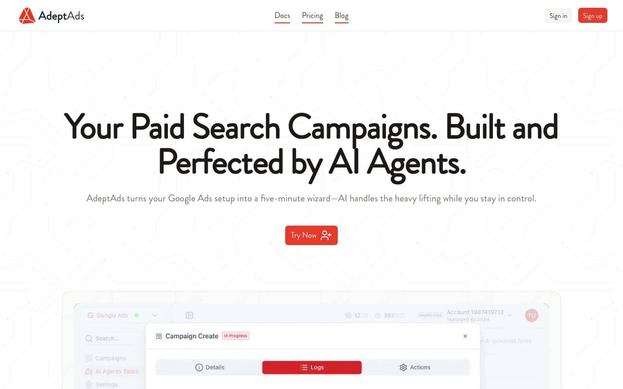 AdeptAds interface preview