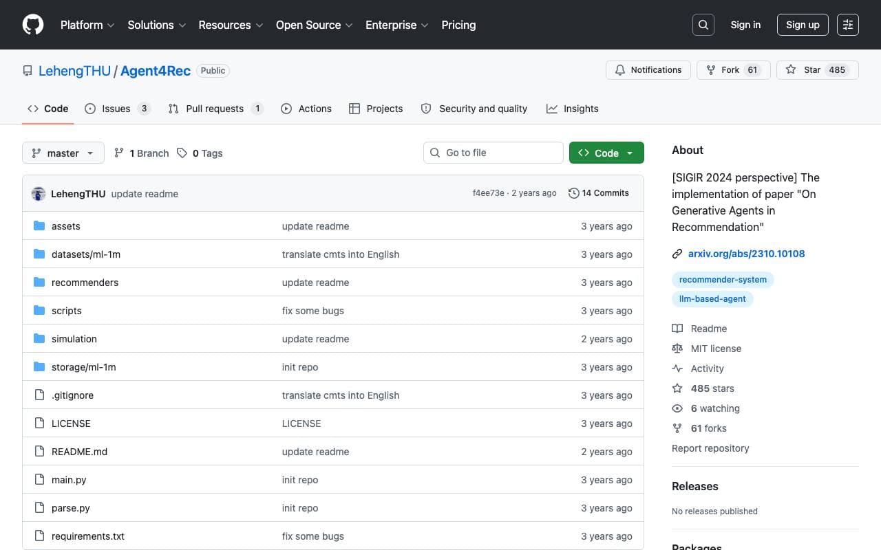 Agent4Rec interface preview