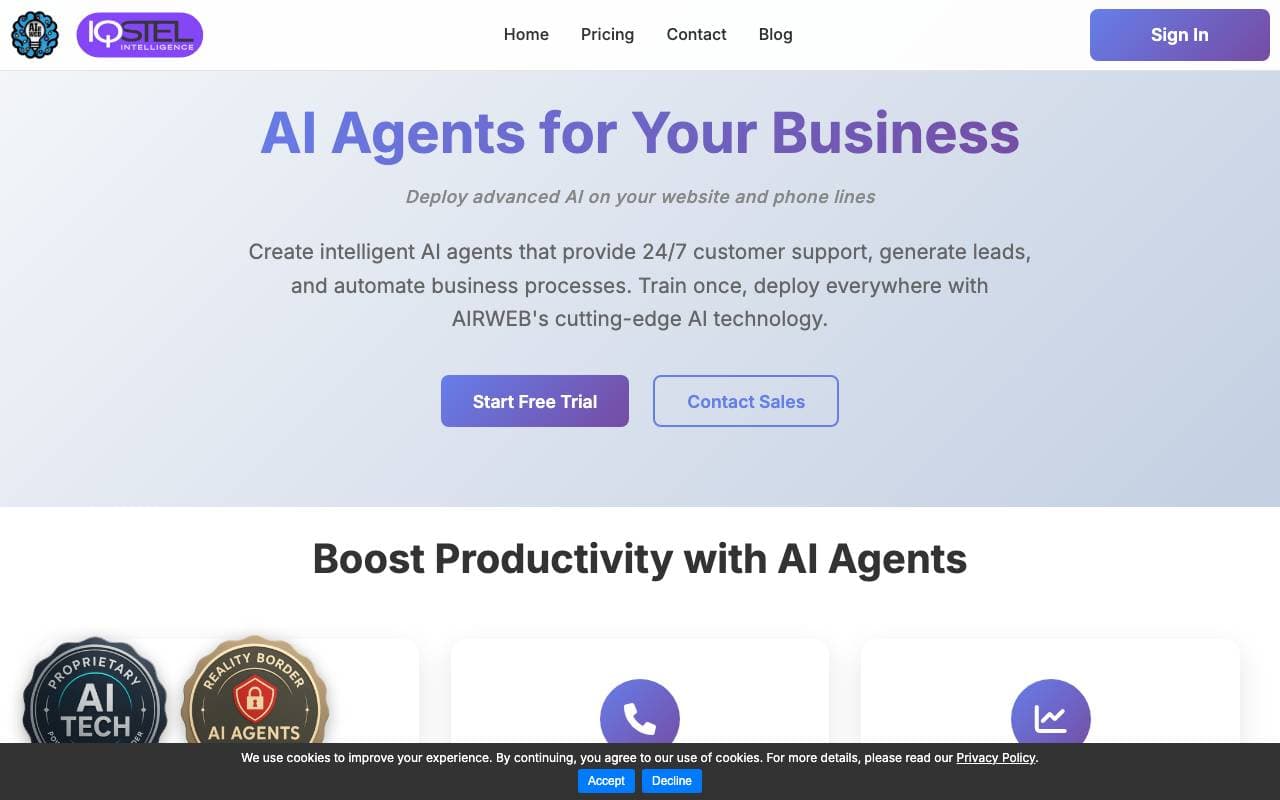 Airweb interface preview
