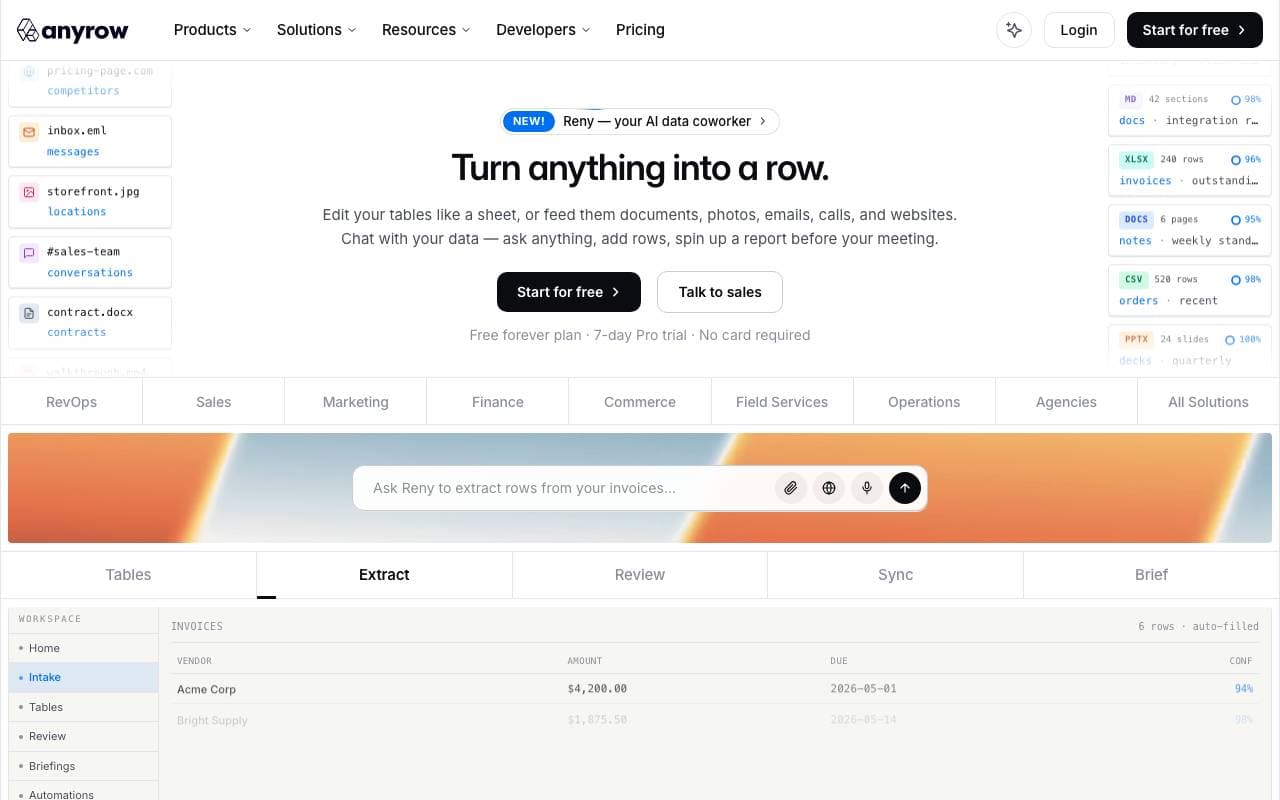 Anyrow interface preview