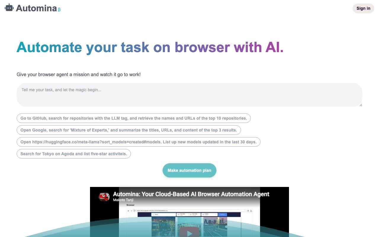 Automina interface preview