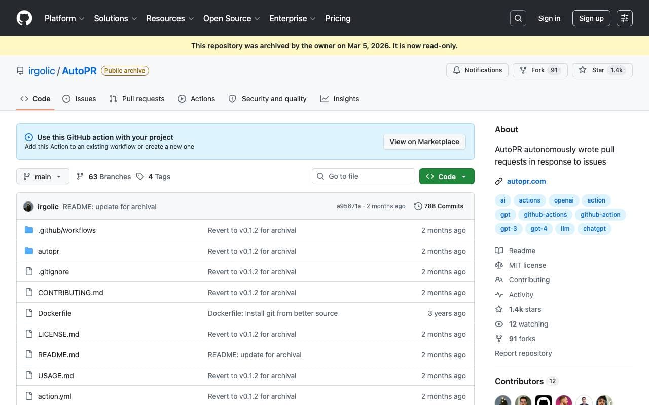 AutoPR interface preview