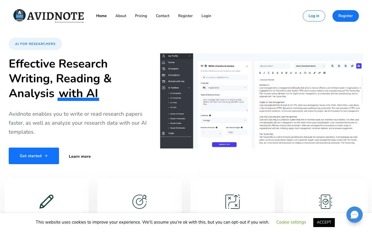 Avidnote interface preview