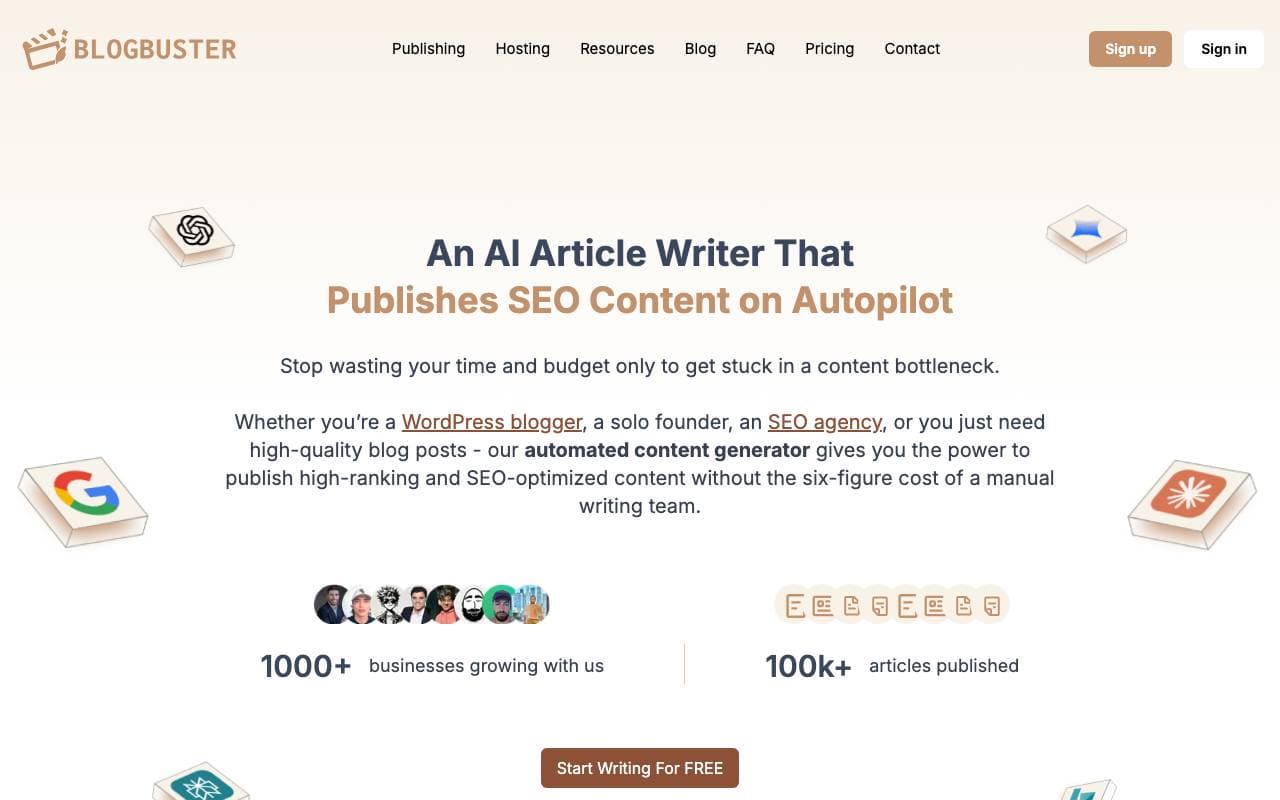 BlogBuster interface preview
