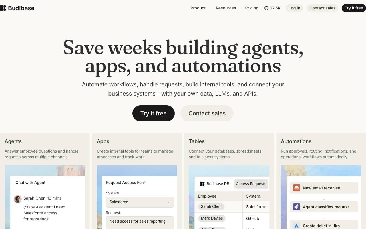 Budibase interface preview