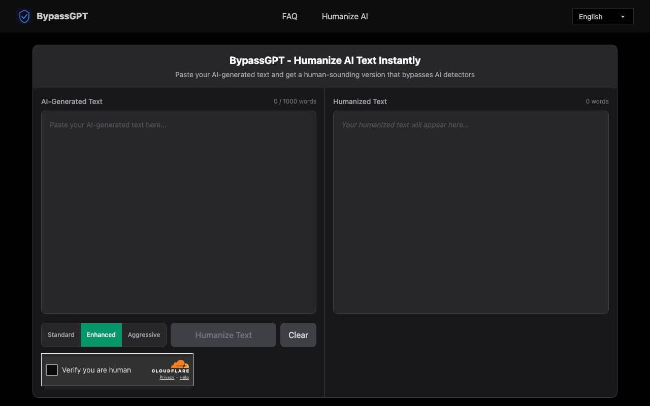 BypassGPT interface preview