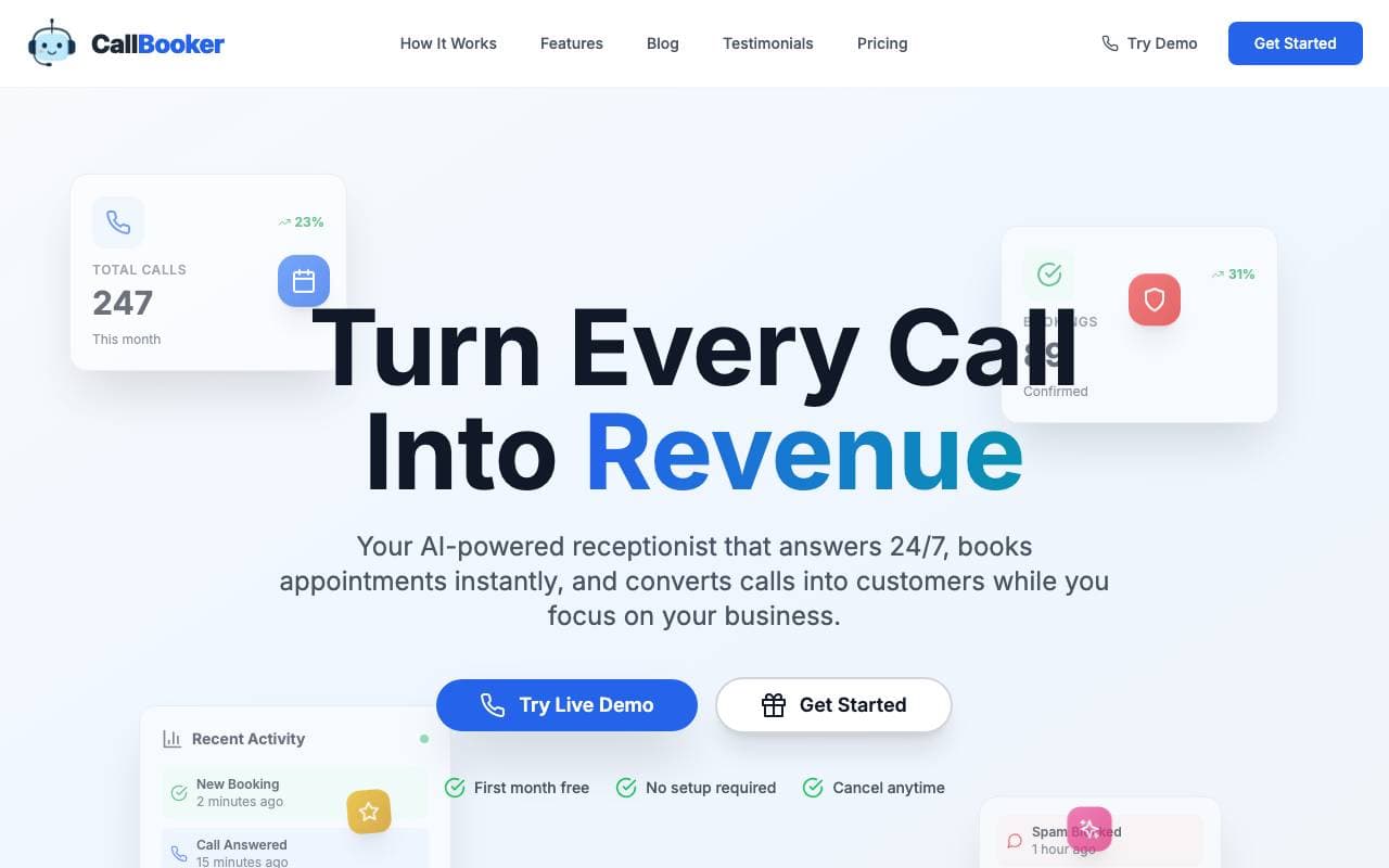 Callbooker interface preview