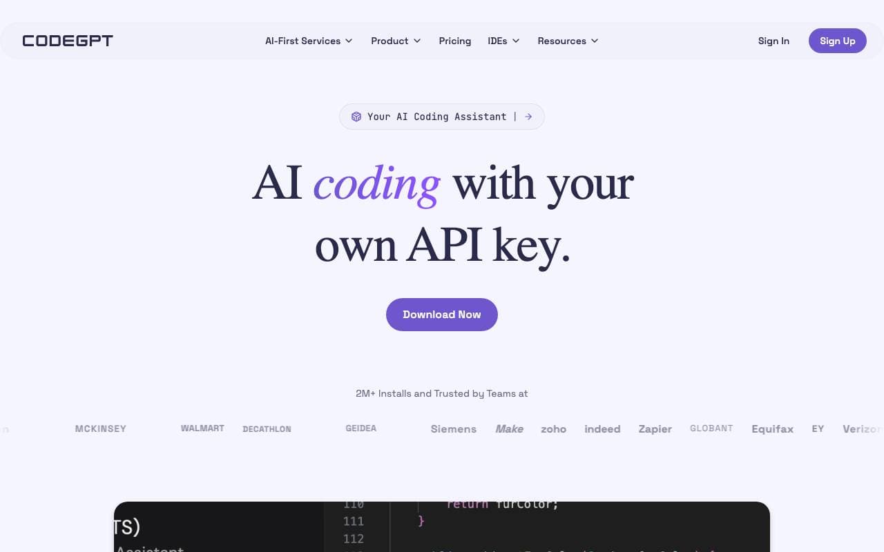 CodeGPT interface preview