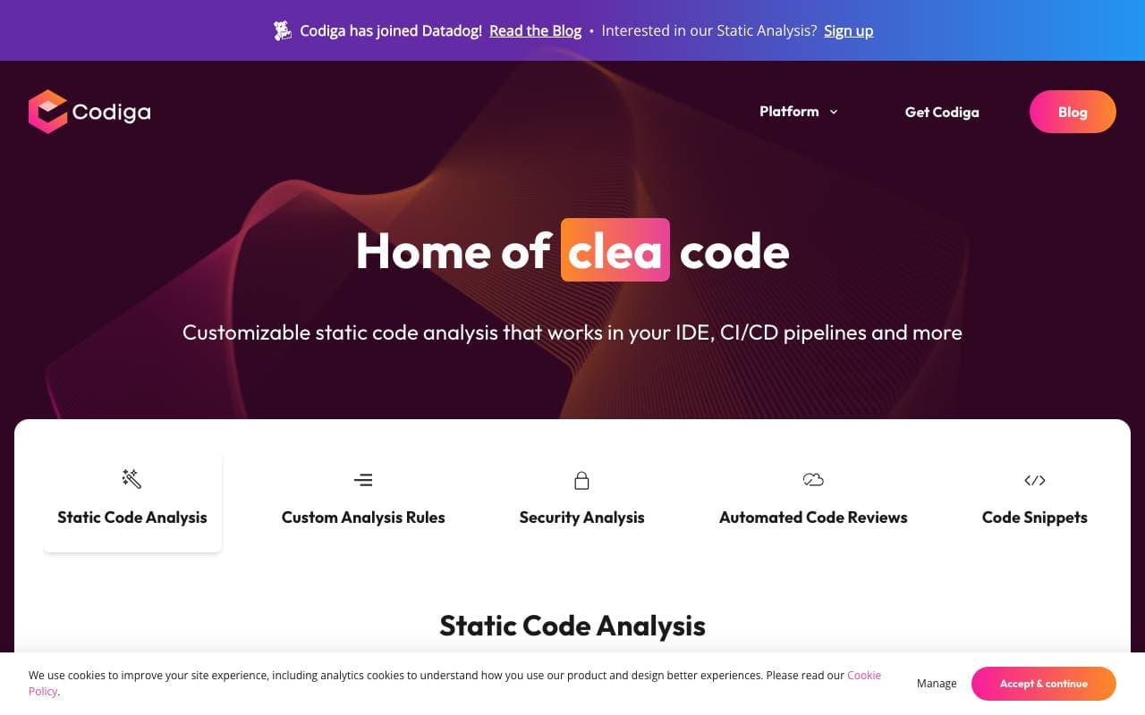 Codiga interface preview