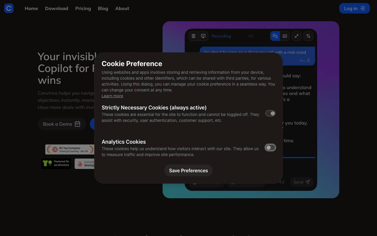 Convinco interface preview