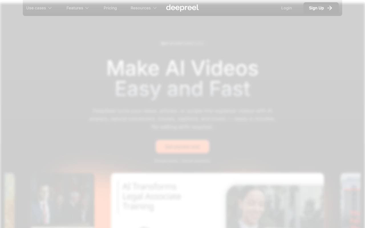 DeepReel interface preview