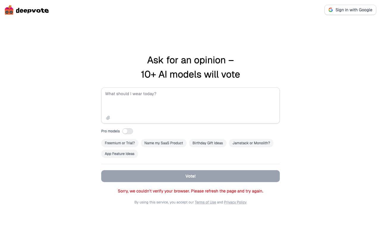 Deepvote interface preview