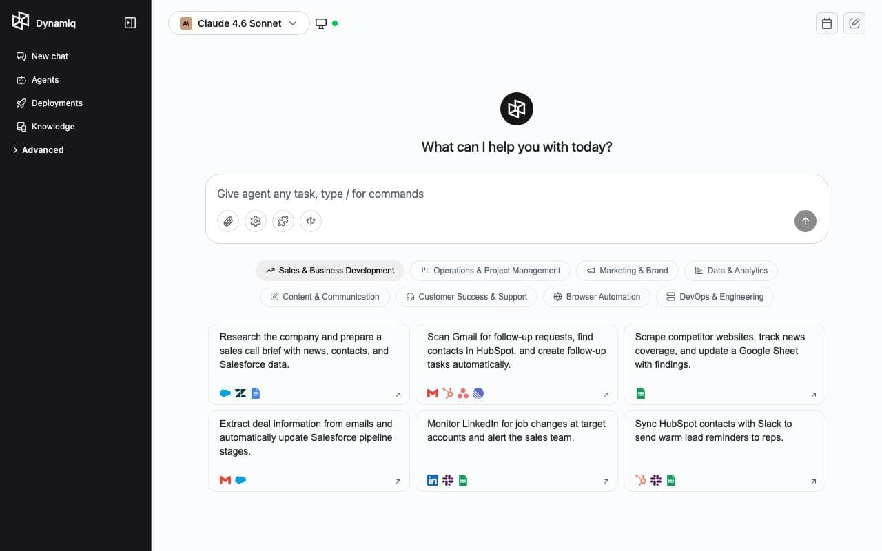 Dynamiq interface preview