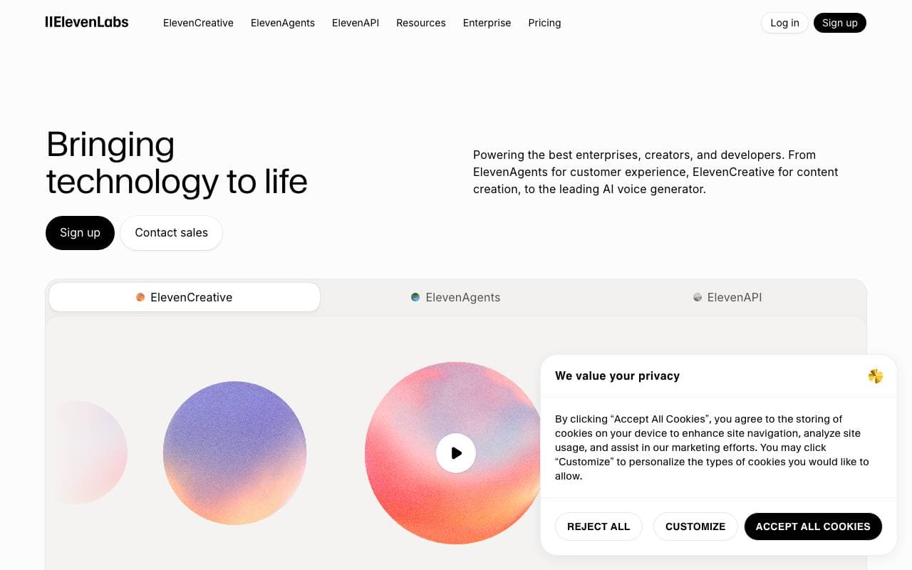 ElevenLabs interface preview