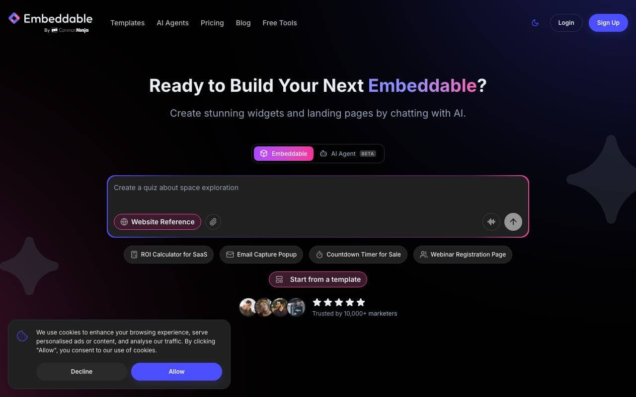 Embeddable interface preview