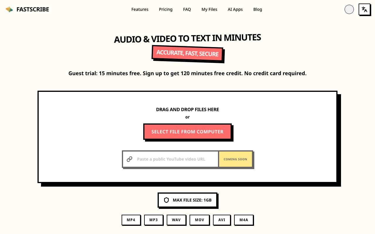 FastScribe interface preview