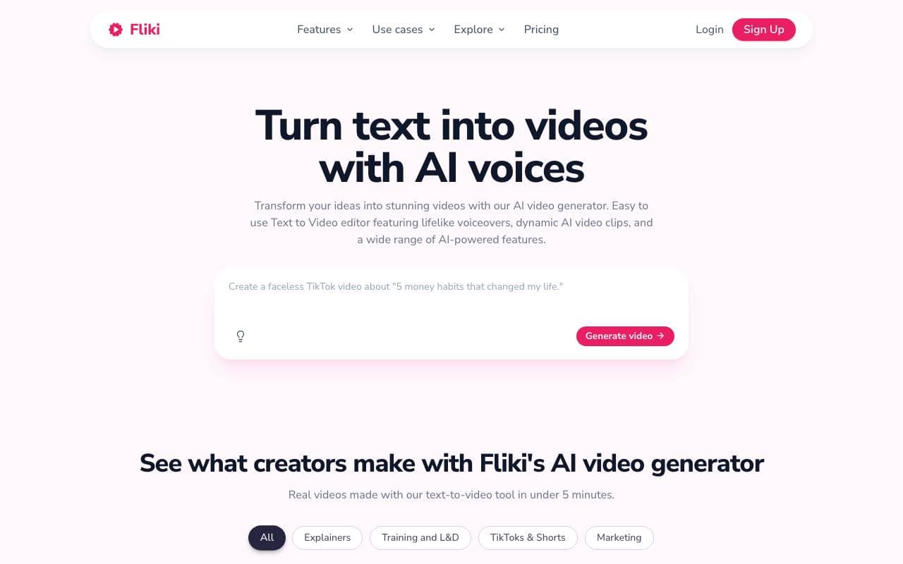Fliki interface preview