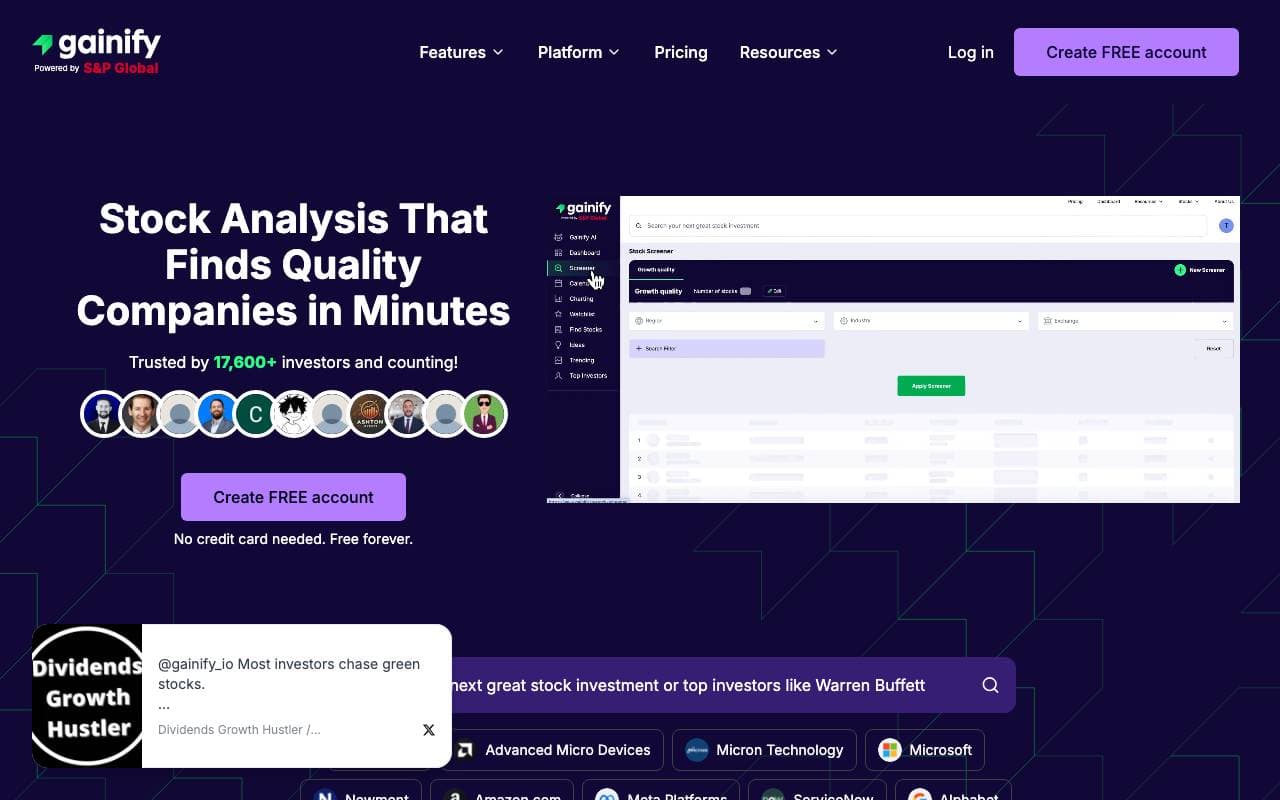 Gainify interface preview