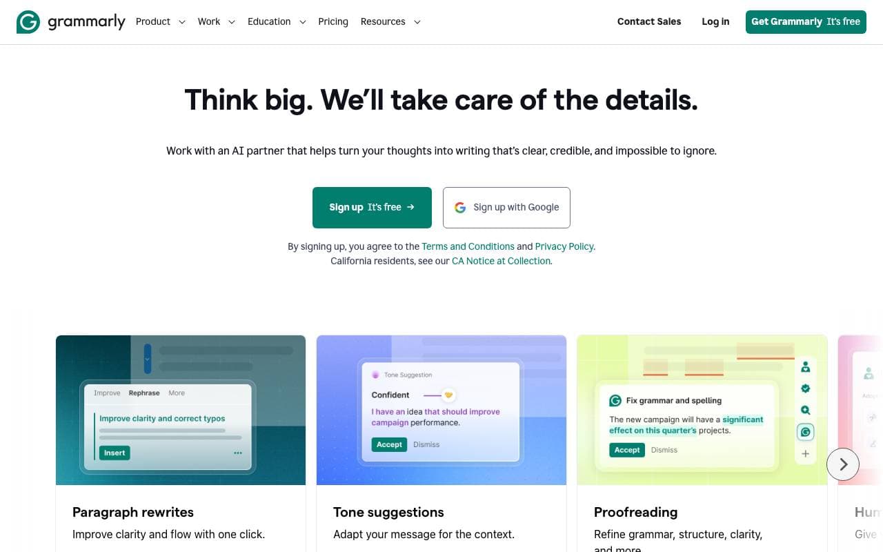 Grammarly interface preview