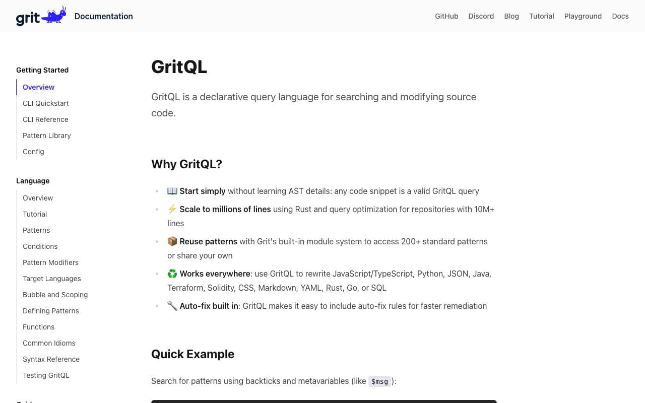 Grit interface preview