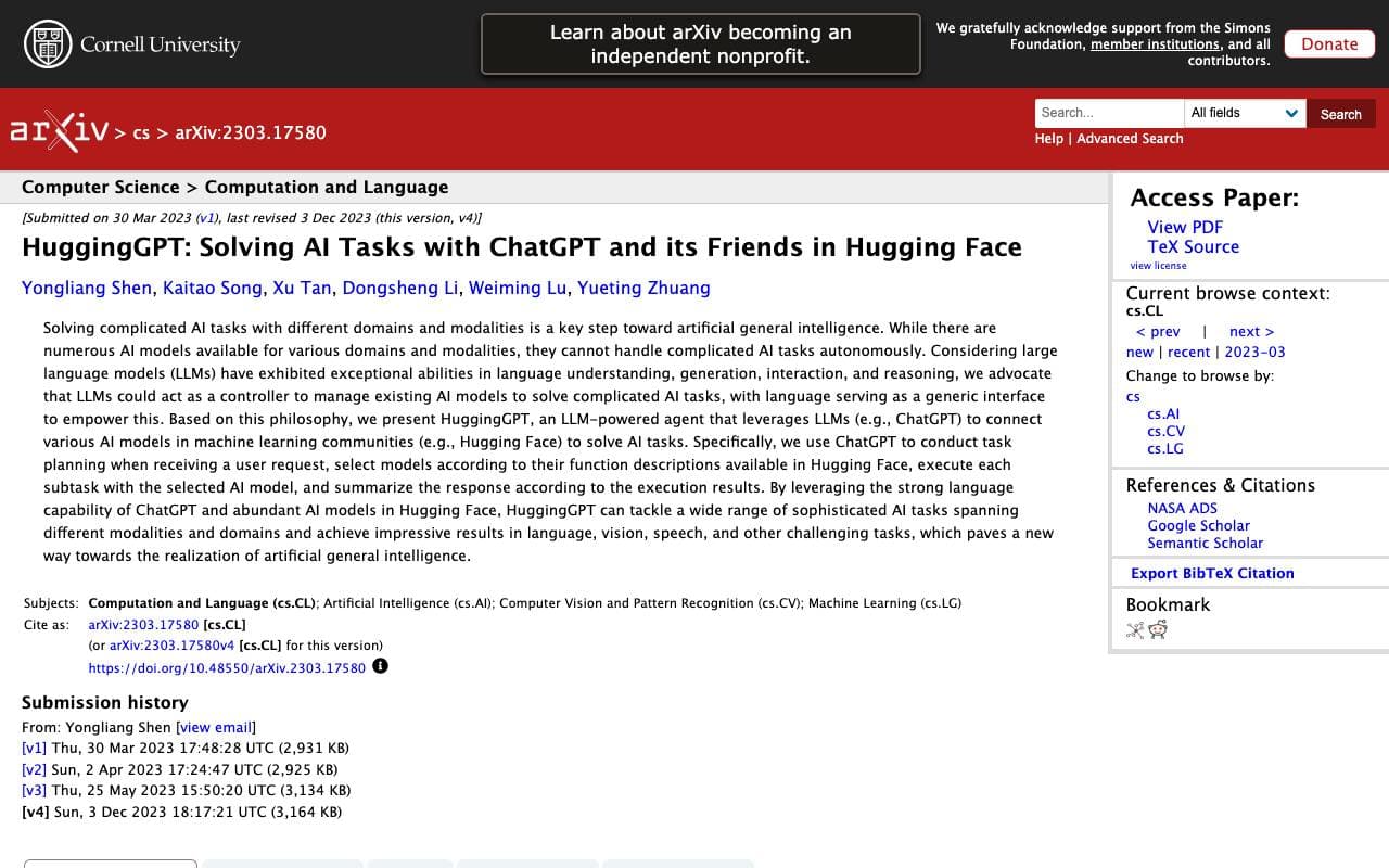 HuggingGPT interface preview
