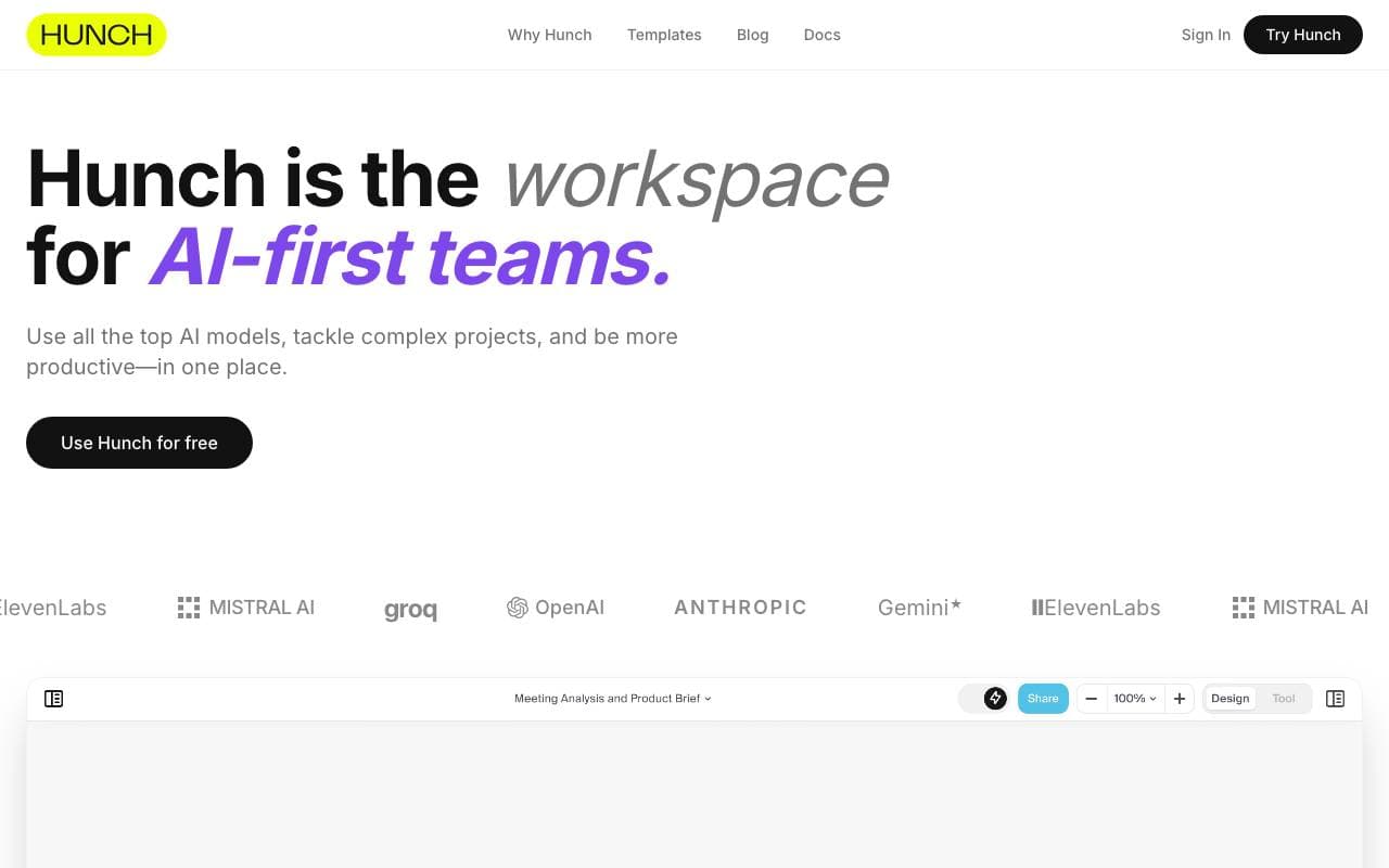 Hunch interface preview