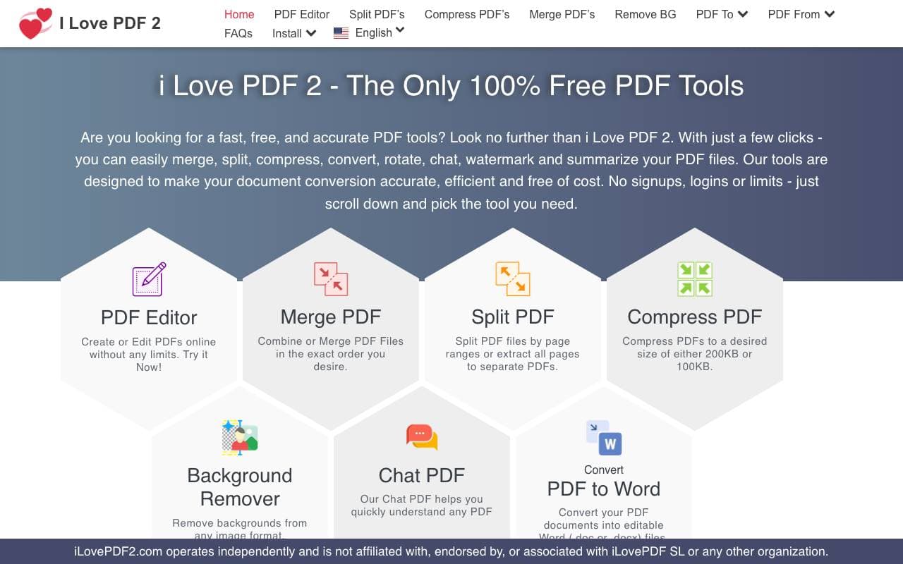 ILovePDF2 interface preview
