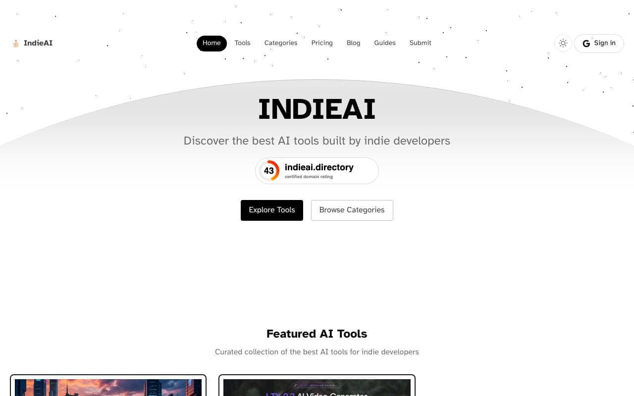 IndieAI interface preview