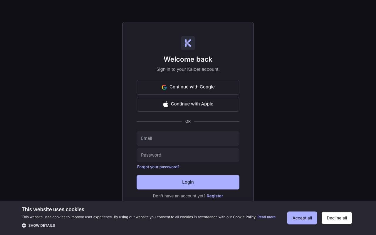 Kaiber interface preview