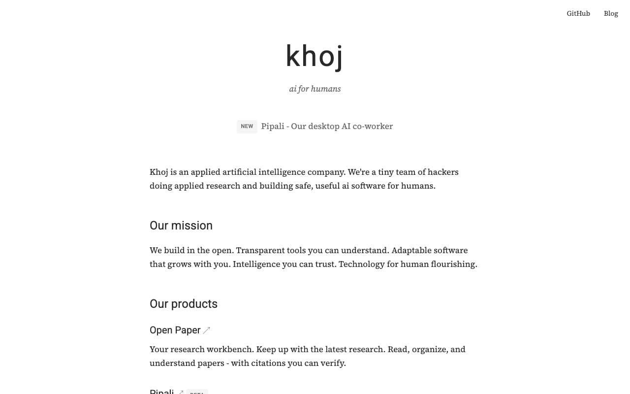 Khoj interface preview