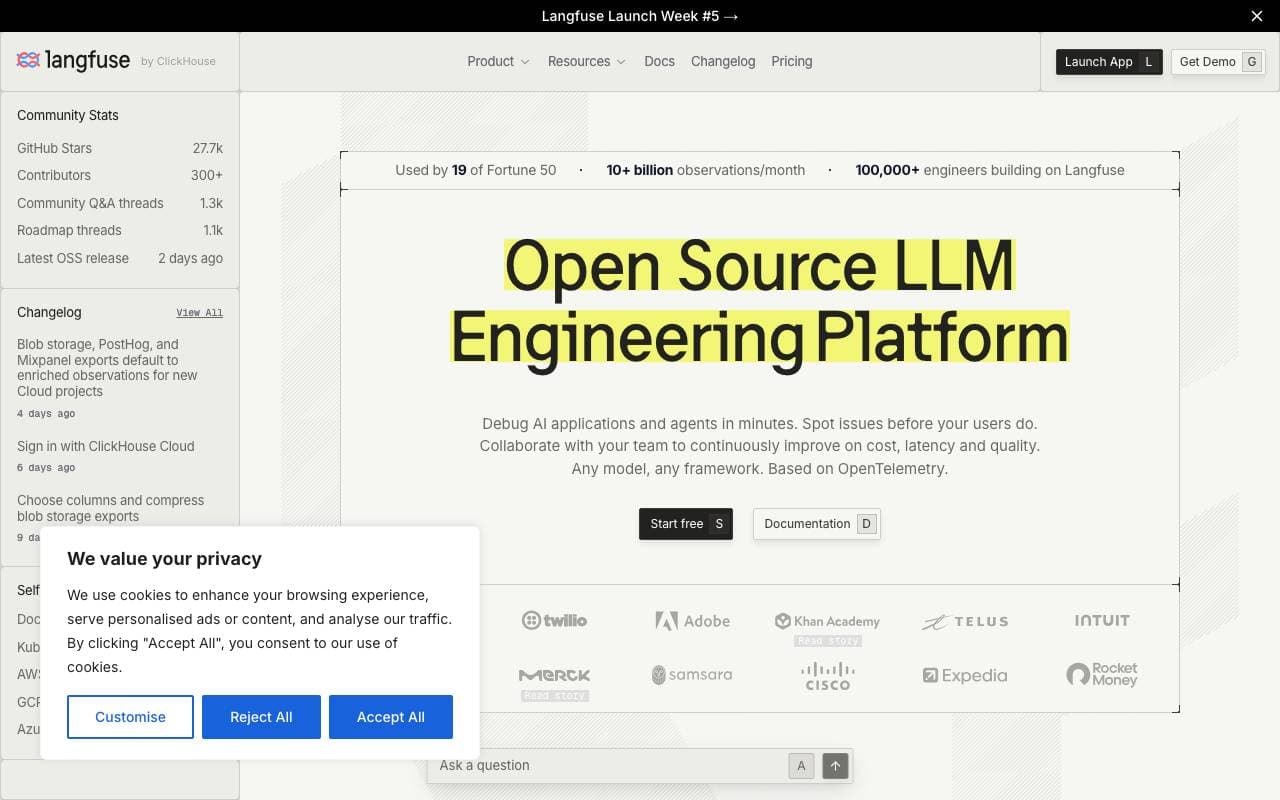 Langfuse interface preview