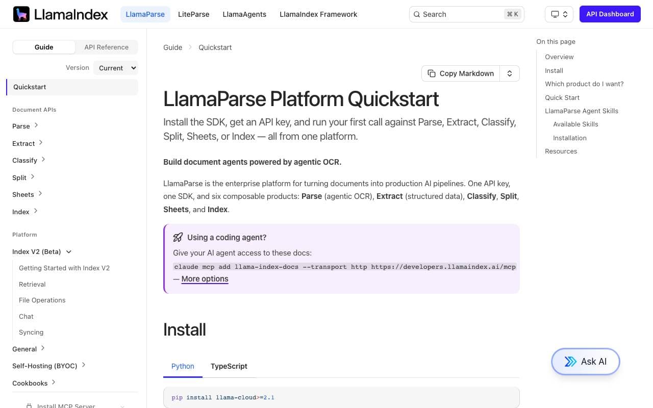 LlamaCloud interface preview