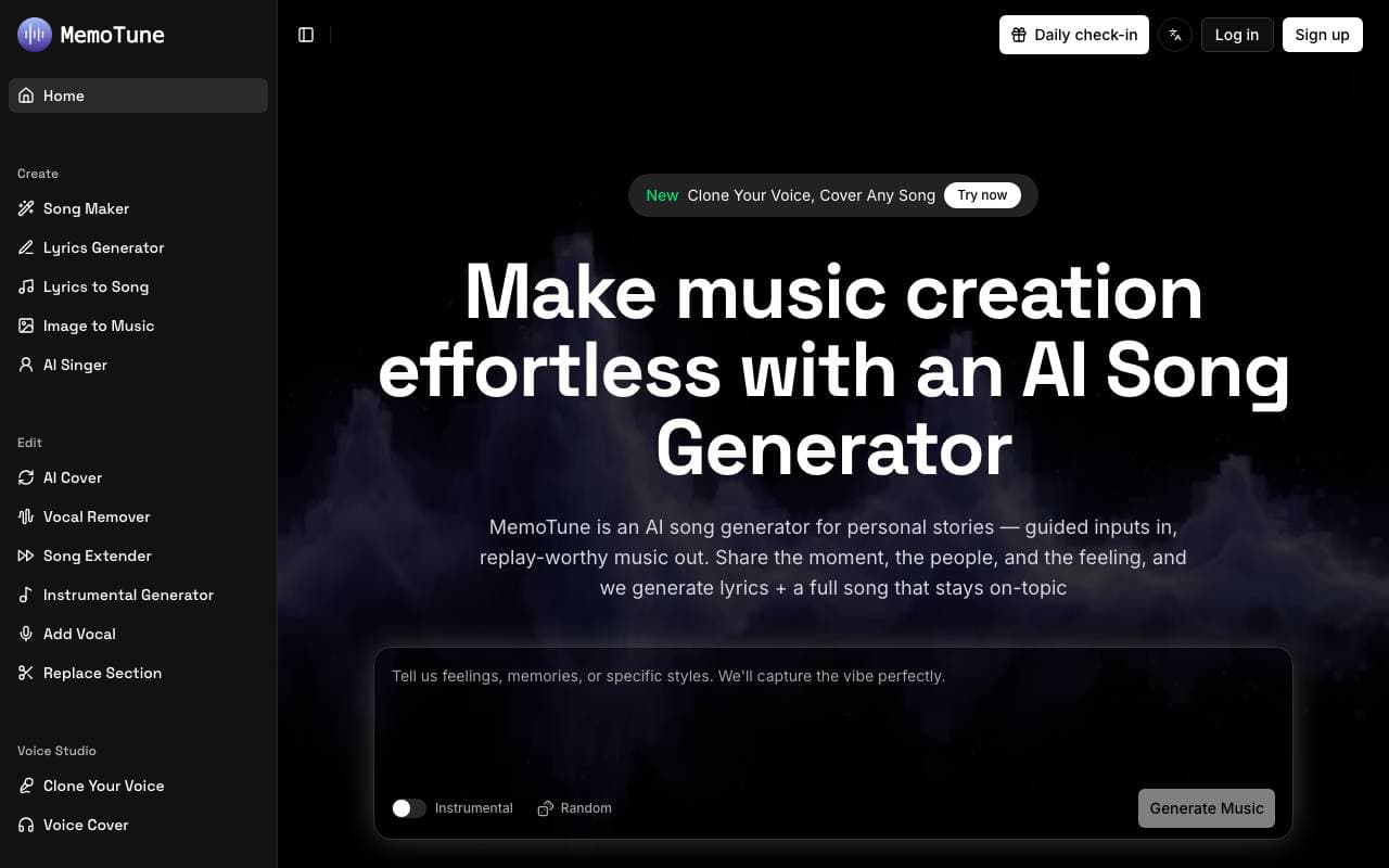 MemoTune interface preview