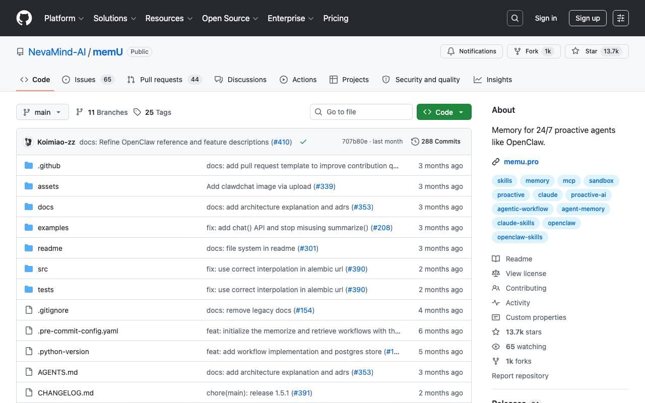 memU interface preview