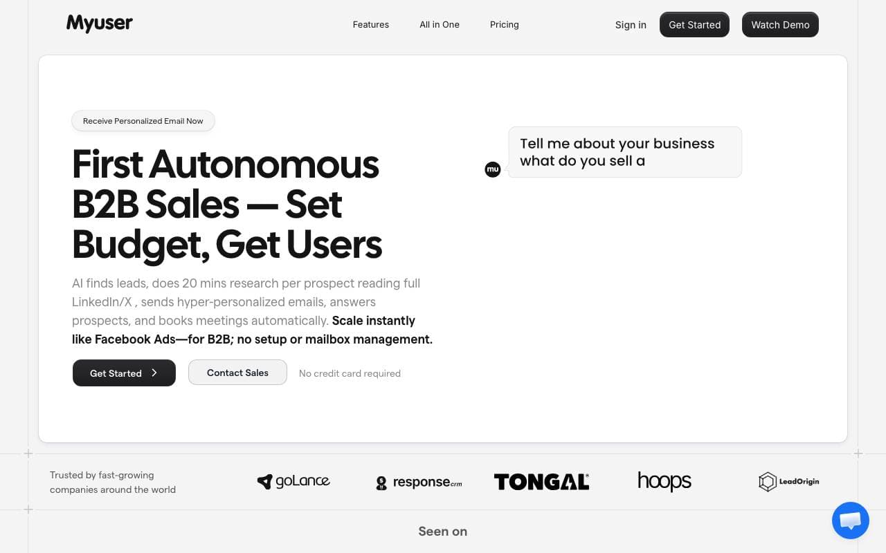 MyUser interface preview
