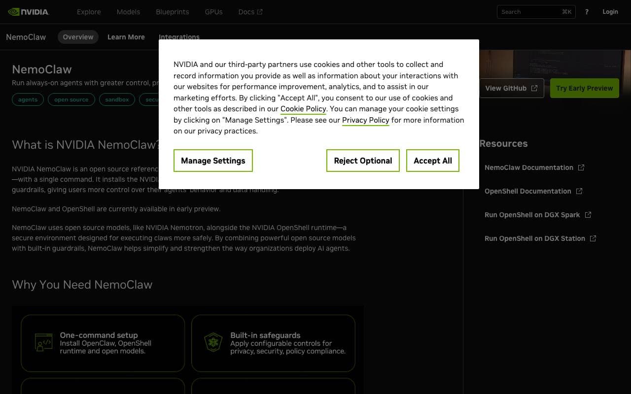 NemoClaw interface preview