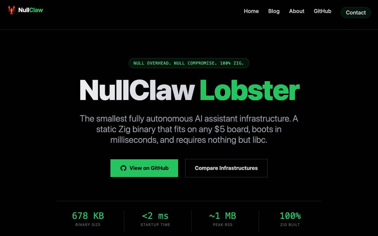 NullClaw interface preview