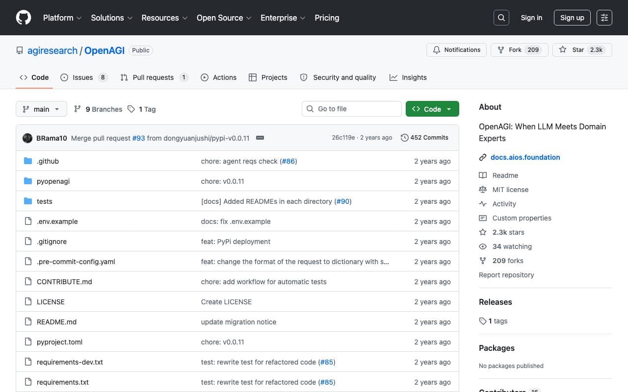 OpenAGI interface preview