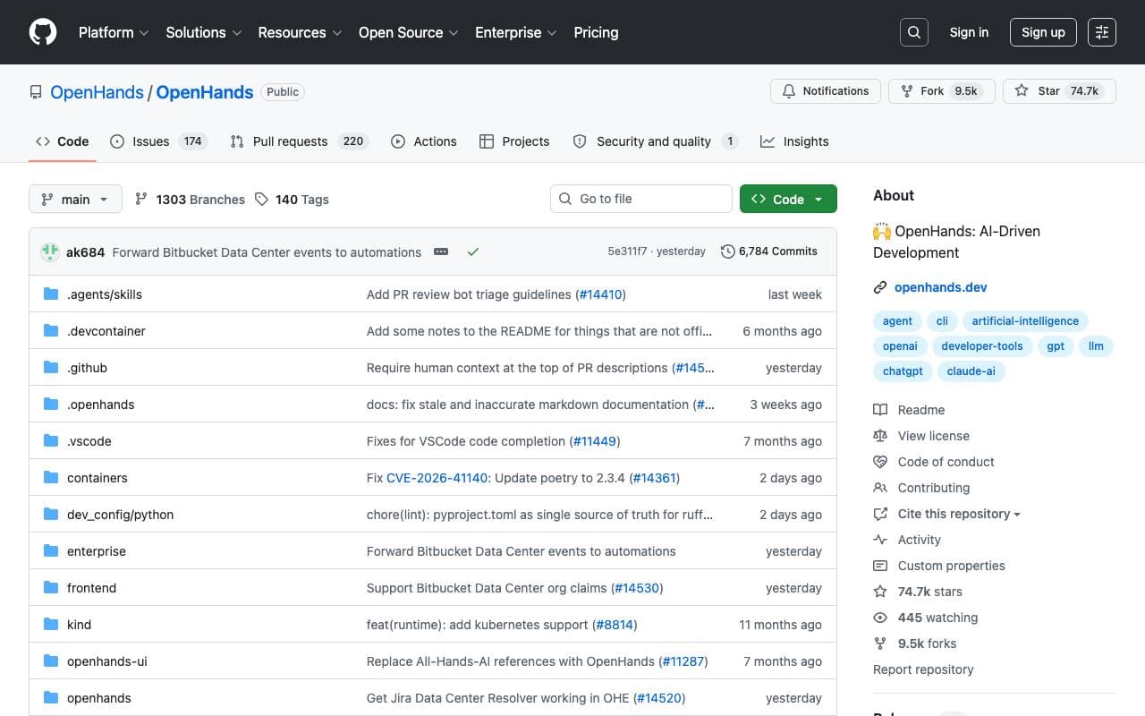 OpenHands interface preview