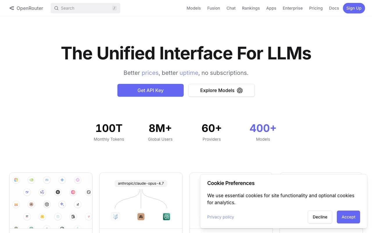 OpenRouter interface preview