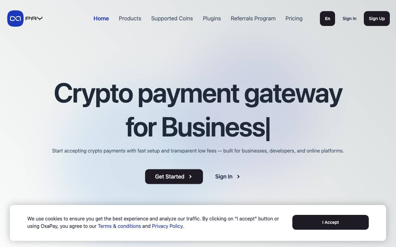 OxaPay interface preview