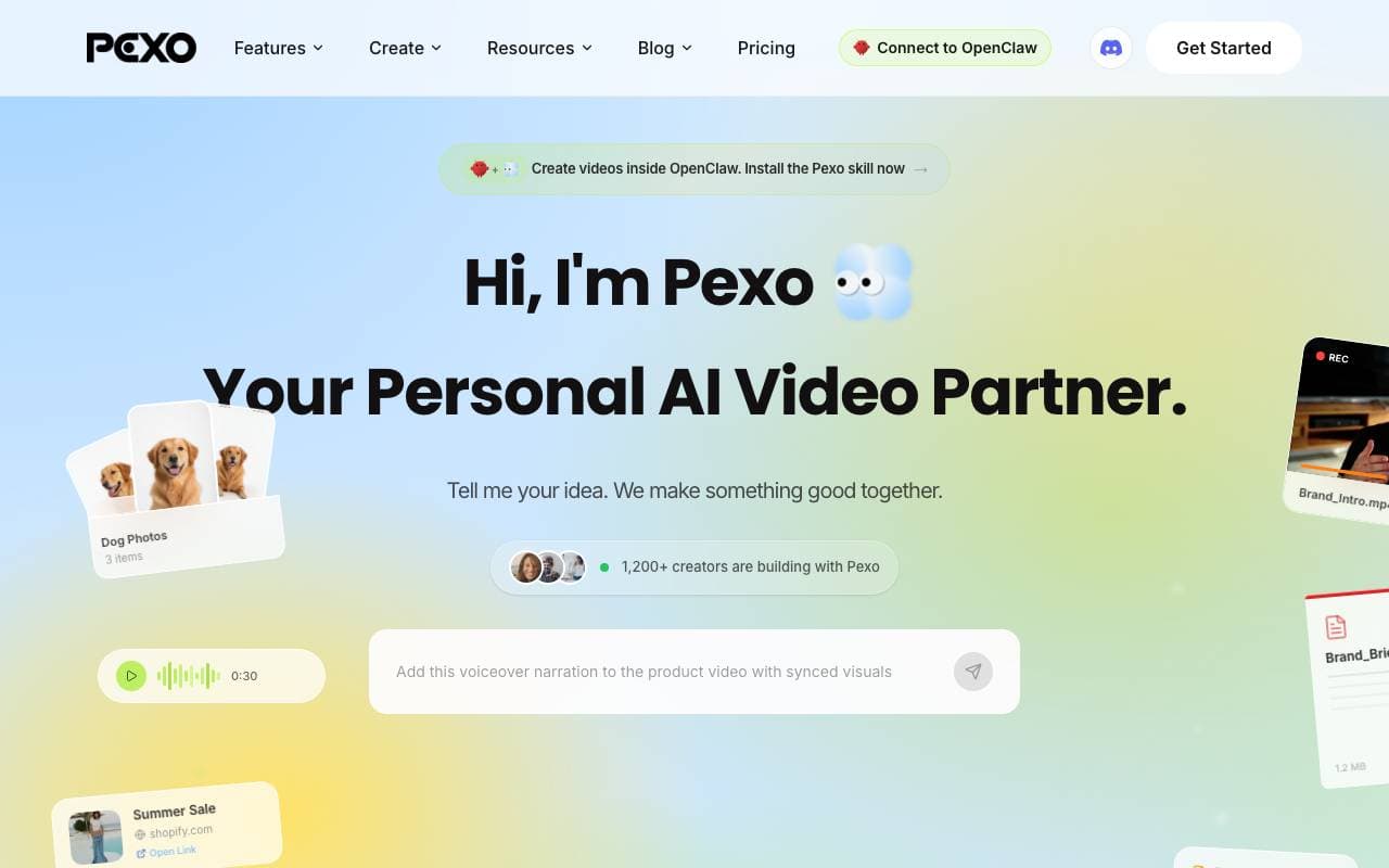 Pexo interface preview