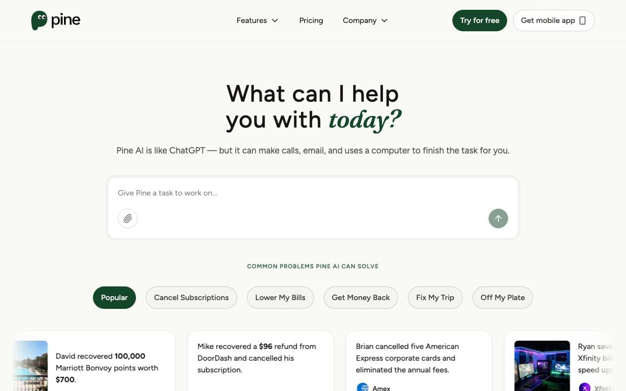 PineAI interface preview