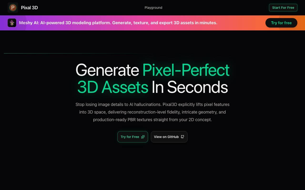 Pixal3D interface preview