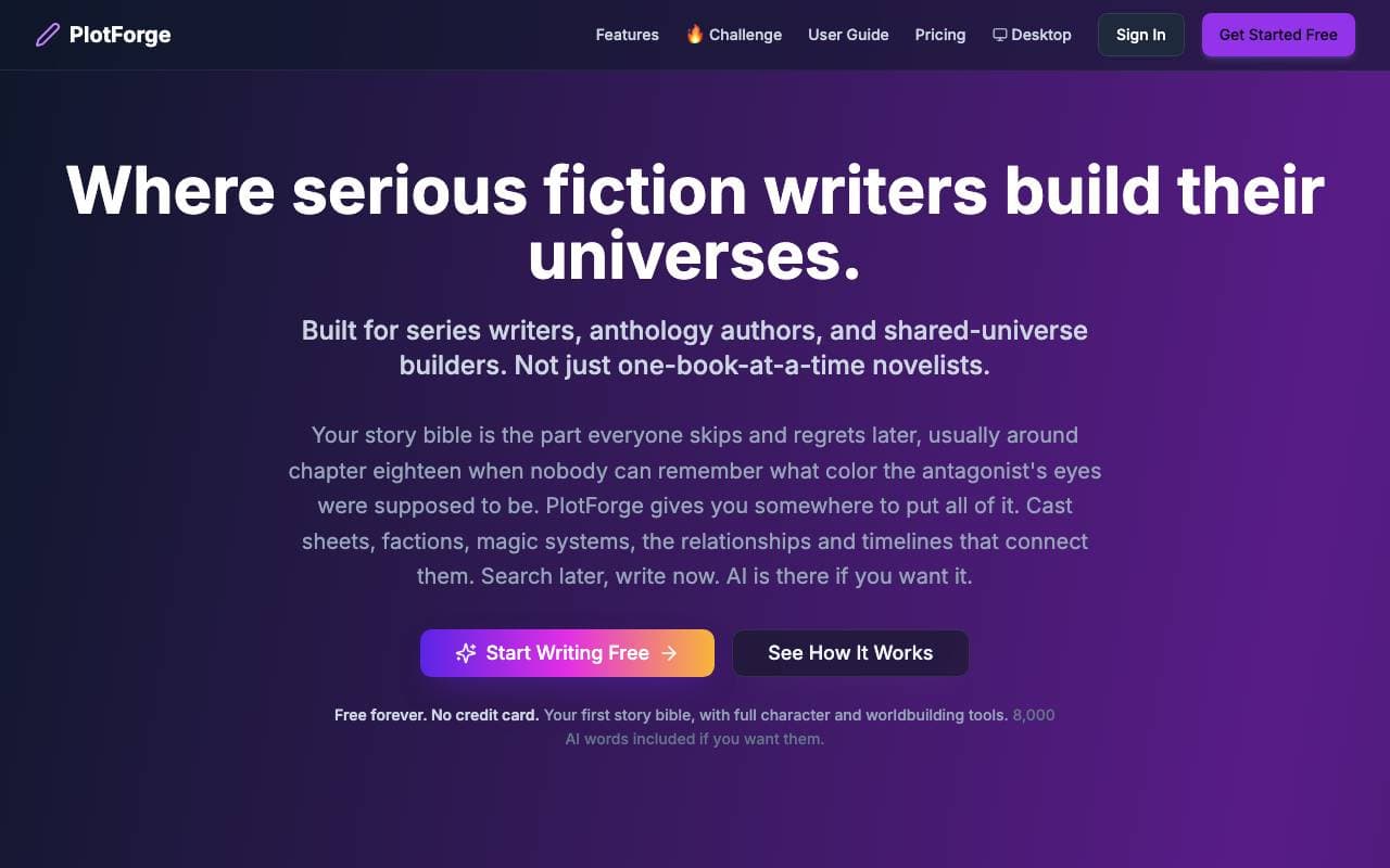 PlotForge interface preview