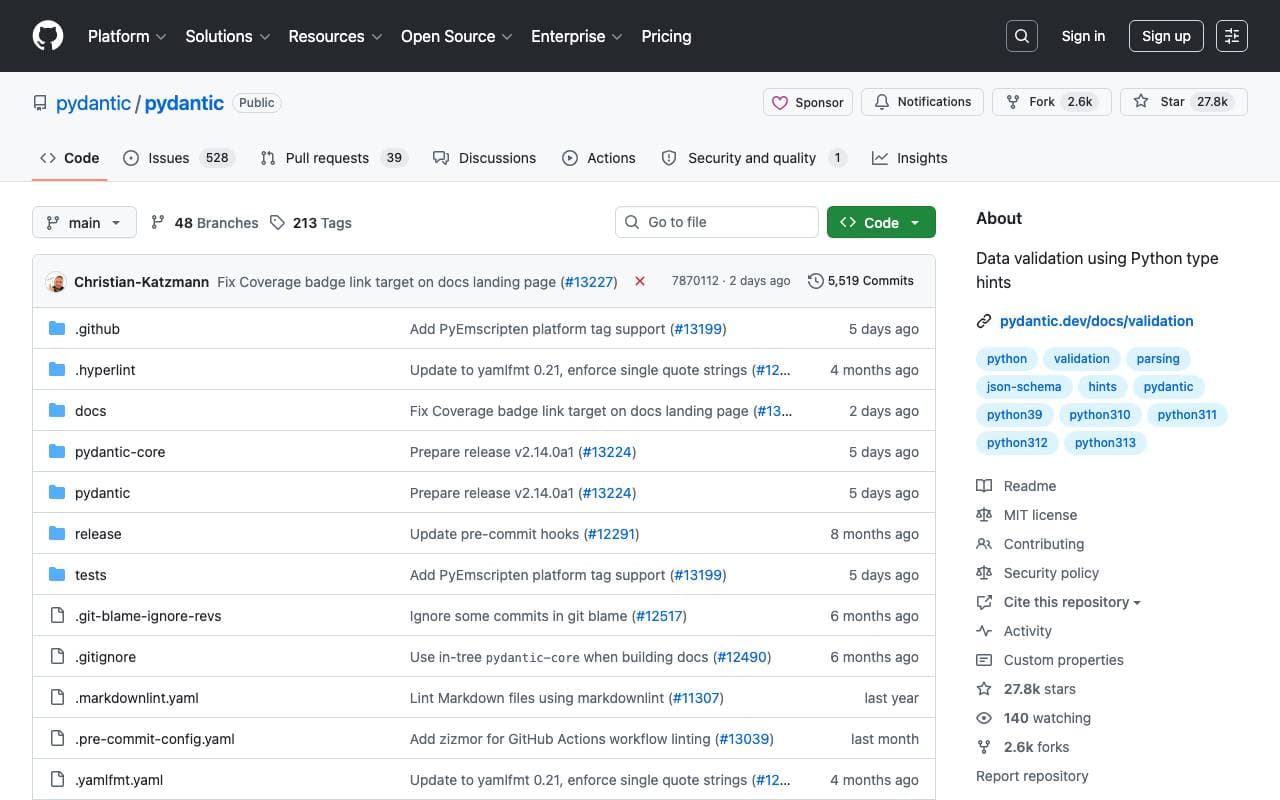 Pydantic interface preview