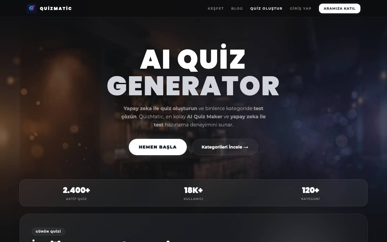 QuizMatic interface preview