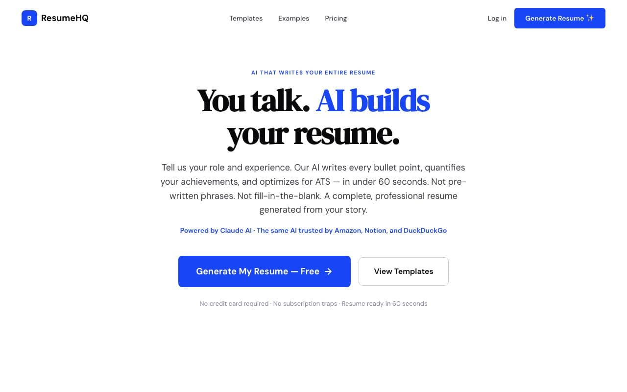 ResumeHQ interface preview
