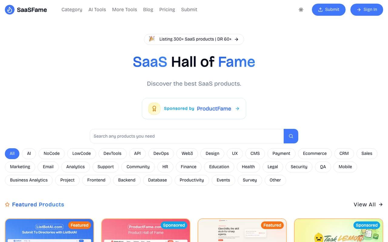 SaaSFame interface preview