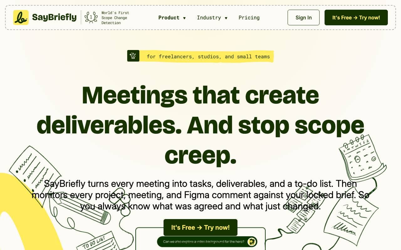 SayBriefly interface preview